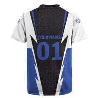 Personalized Bass Fishing Rugby Jersey Jumping Fish and Blue White Lightning Pattern Design - Wonder Print Shop