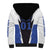 Personalized Bass Fishing Sherpa Hoodie Jumping Fish and Blue White Lightning Pattern Design - Wonder Print Shop