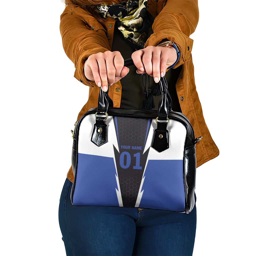 Personalized Bass Fishing Shoulder Handbag Jumping Fish and Blue White Lightning Pattern Design - Wonder Print Shop