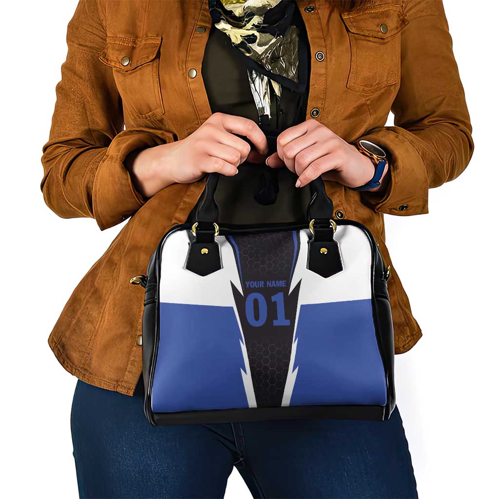 Personalized Bass Fishing Shoulder Handbag Jumping Fish and Blue White Lightning Pattern Design - Wonder Print Shop