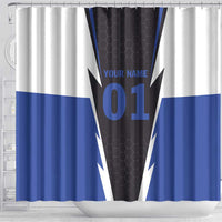 Personalized Bass Fishing Shower Curtain Jumping Fish and Blue White Lightning Pattern Design - Wonder Print Shop