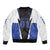 Personalized Bass Fishing Sleeve Zip Bomber Jacket Jumping Fish and Blue White Lightning Pattern Design - Wonder Print Shop