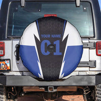 Personalized Bass Fishing Spare Tire Cover Jumping Fish and Blue White Lightning Pattern Design - Wonder Print Shop