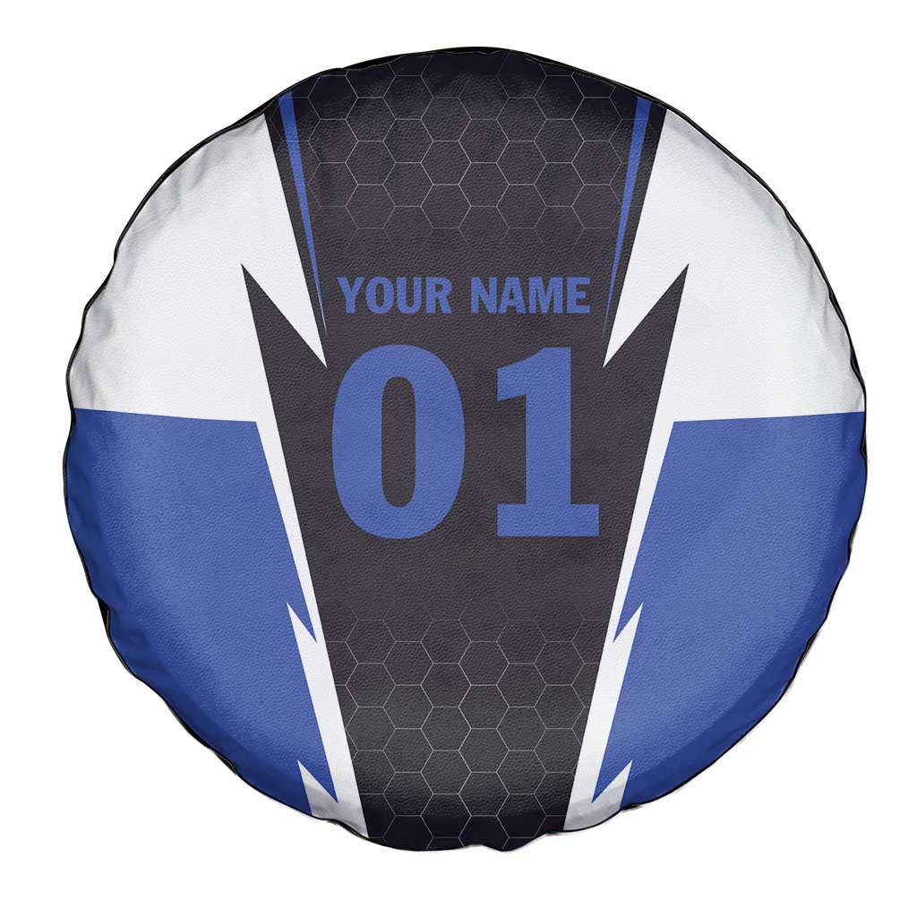 Personalized Bass Fishing Spare Tire Cover Jumping Fish and Blue White Lightning Pattern Design - Wonder Print Shop