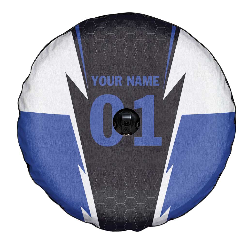 Personalized Bass Fishing Spare Tire Cover Jumping Fish and Blue White Lightning Pattern Design - Wonder Print Shop