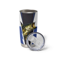 Personalized Bass Fishing Tumbler Cup Jumping Fish and Blue White Lightning Pattern Design - Wonder Print Shop