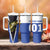 Personalized Bass Fishing Tumbler With Handle Jumping Fish and Blue White Lightning Pattern Design - Wonder Print Shop