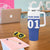 Personalized Bass Fishing Tumbler With Handle Jumping Fish and Blue White Lightning Pattern Design - Wonder Print Shop
