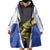 Personalized Bass Fishing Wearable Blanket Hoodie Jumping Fish and Blue White Lightning Pattern Design - Wonder Print Shop