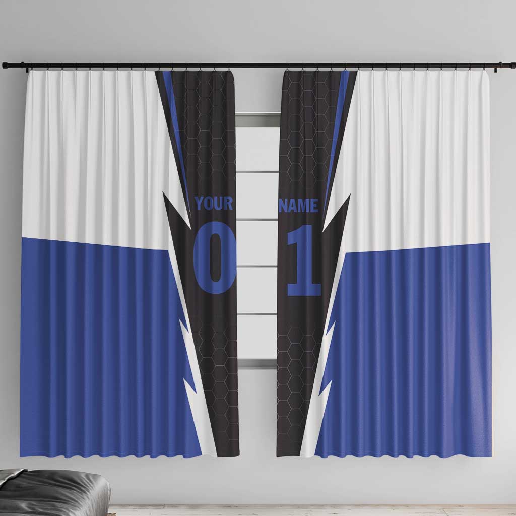 Personalized Bass Fishing Window Curtain Jumping Fish and Blue White Lightning Pattern Design - Wonder Print Shop