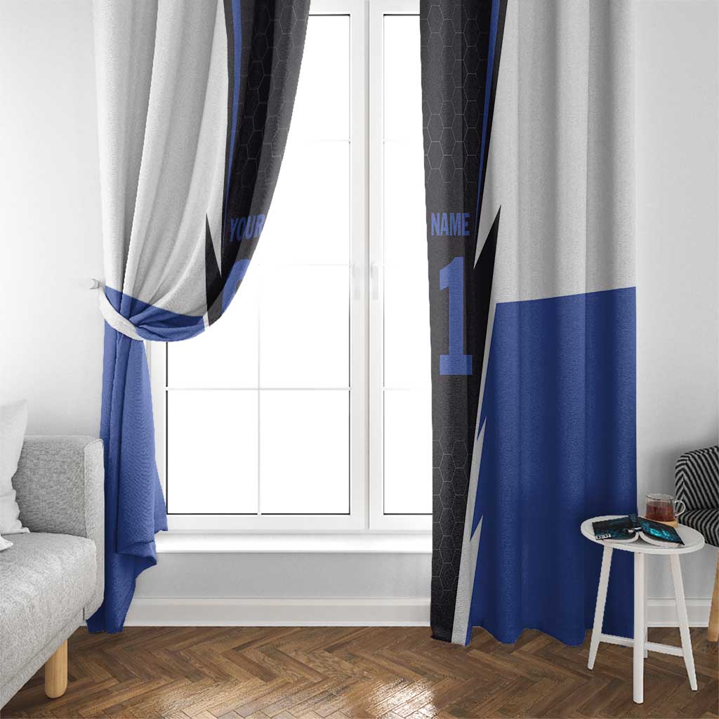 Personalized Bass Fishing Window Curtain Jumping Fish and Blue White Lightning Pattern Design - Wonder Print Shop