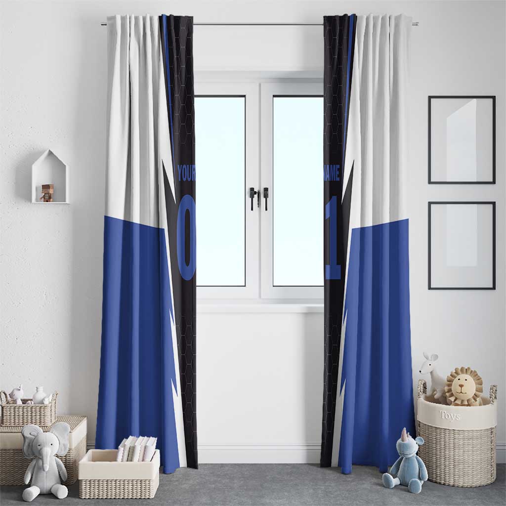 Personalized Bass Fishing Window Curtain Jumping Fish and Blue White Lightning Pattern Design - Wonder Print Shop