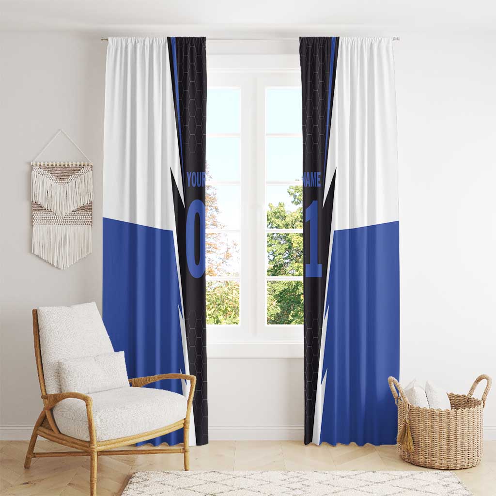 Personalized Bass Fishing Window Curtain Jumping Fish and Blue White Lightning Pattern Design - Wonder Print Shop