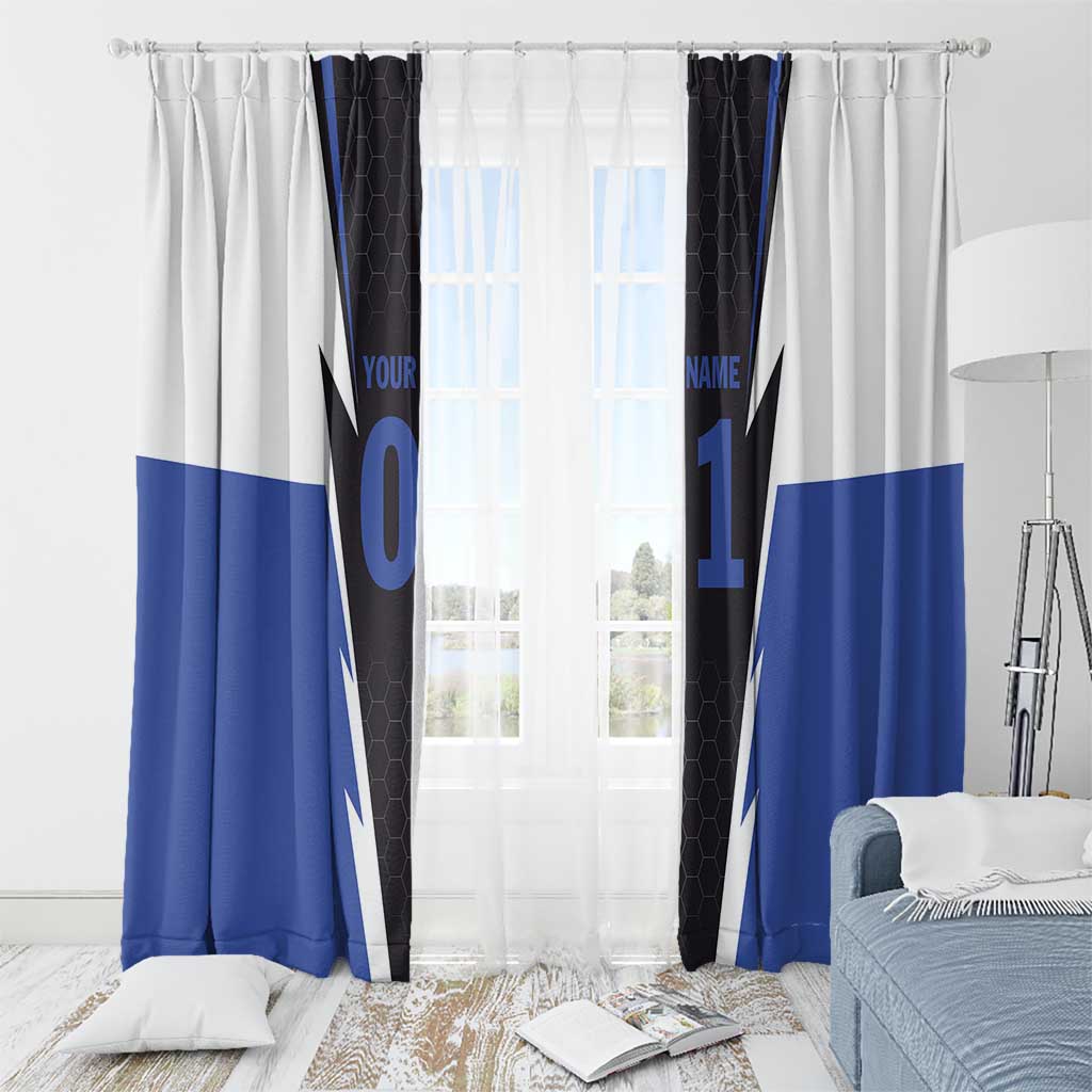 Personalized Bass Fishing Window Curtain Jumping Fish and Blue White Lightning Pattern Design - Wonder Print Shop