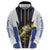 Personalized Bass Fishing Zip Hoodie Jumping Fish and Blue White Lightning Pattern Design - Wonder Print Shop