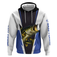 Personalized Bass Fishing Zip Hoodie Jumping Fish and Blue White Lightning Pattern Design - Wonder Print Shop