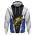 Personalized Bass Fishing Zip Hoodie Jumping Fish and Blue White Lightning Pattern Design - Wonder Print Shop