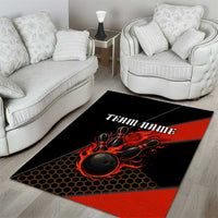 Personalized Bowling Tournament Area Rug Ball Strike Black And Red Custom Bowling Team - Wonder Print Shop