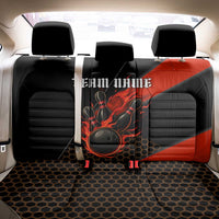 Personalized Bowling Tournament Back Car Seat Cover Ball Strike Black And Red Custom Bowling Team - Wonder Print Shop