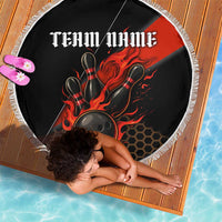 Personalized Bowling Tournament Beach Blanket Ball Strike Black And Red Custom Bowling Team - Wonder Print Shop