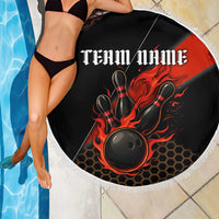 Personalized Bowling Tournament Beach Blanket Ball Strike Black And Red Custom Bowling Team - Wonder Print Shop