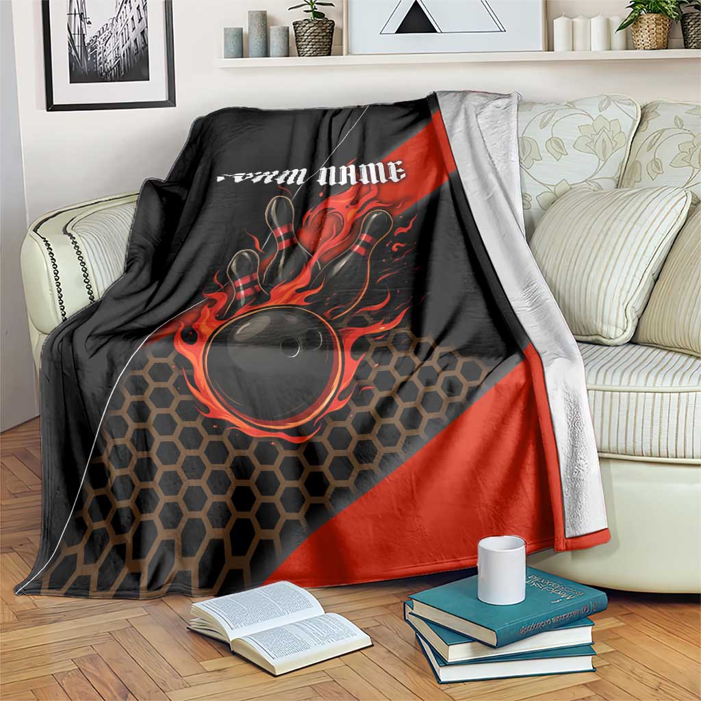 Personalized Bowling Tournament Blanket Ball Strike Black And Red Custom Bowling Team - Wonder Print Shop