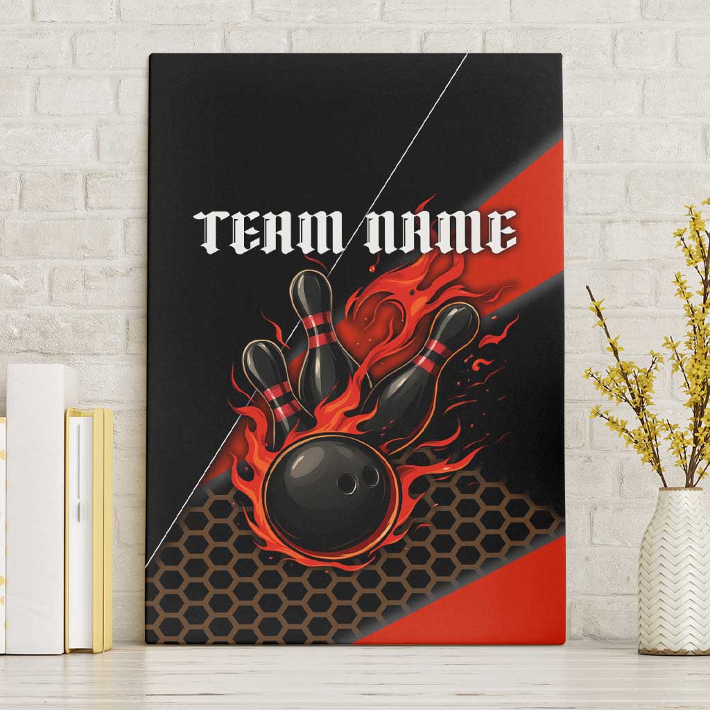Personalized Bowling Tournament Canvas Wall Art Ball Strike Black And Red Custom Bowling Team - Wonder Print Shop