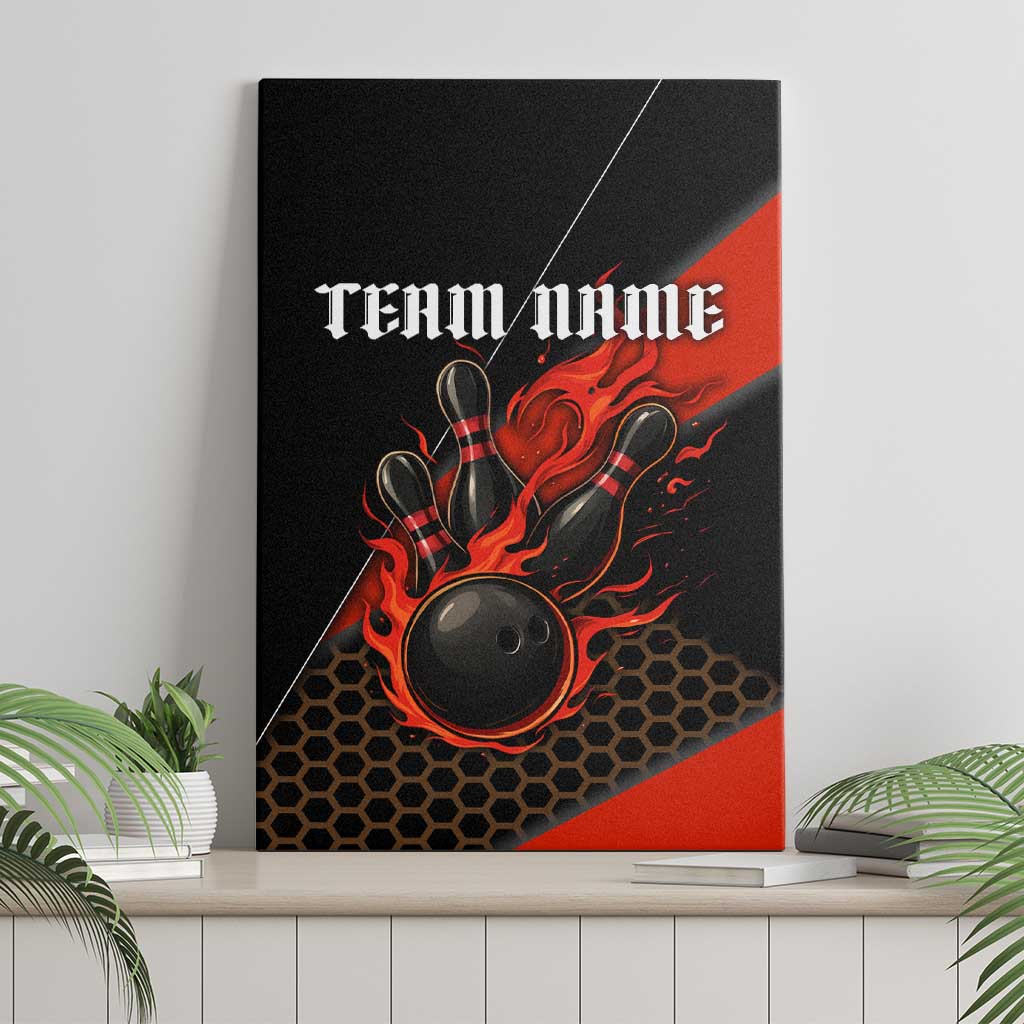 Personalized Bowling Tournament Canvas Wall Art Ball Strike Black And Red Custom Bowling Team - Wonder Print Shop