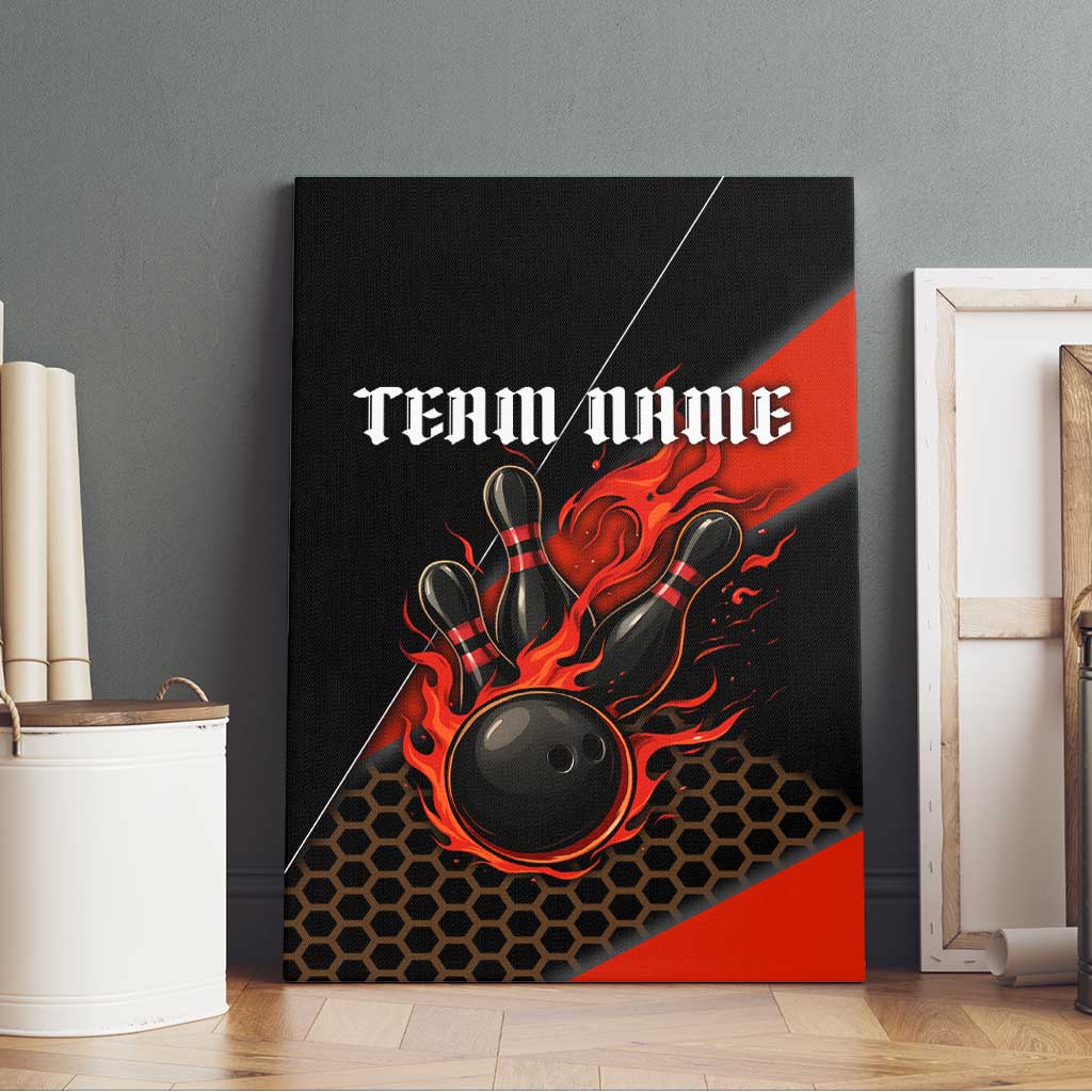 Personalized Bowling Tournament Canvas Wall Art Ball Strike Black And Red Custom Bowling Team - Wonder Print Shop