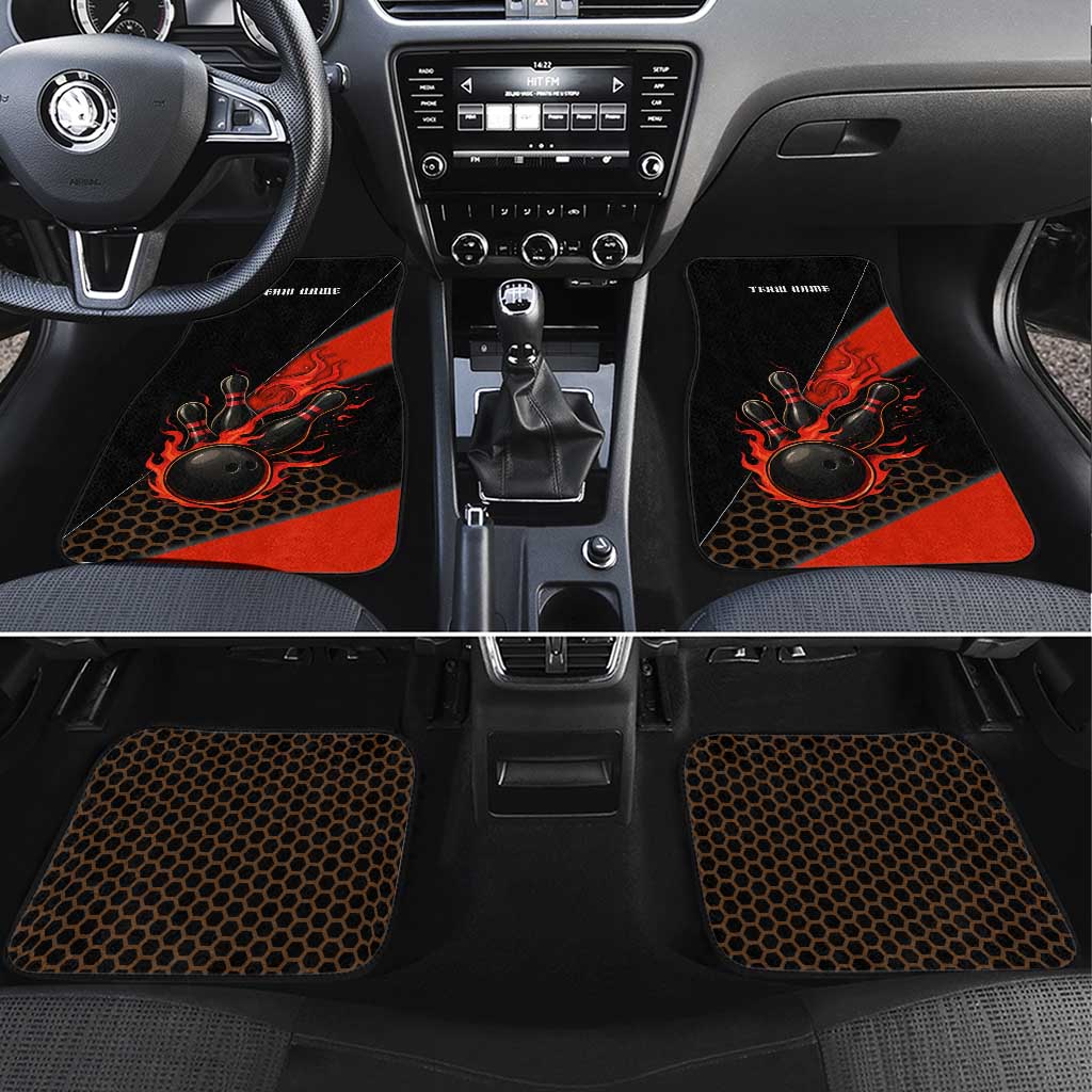 Personalized Bowling Tournament Car Mats Ball Strike Black And Red Custom Bowling Team - Wonder Print Shop