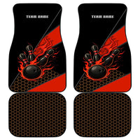 Personalized Bowling Tournament Car Mats Ball Strike Black And Red Custom Bowling Team - Wonder Print Shop