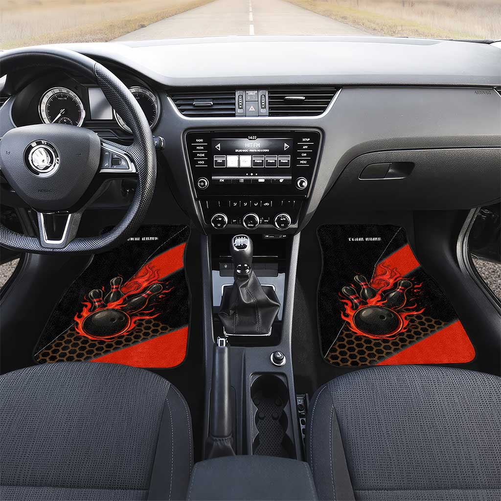 Personalized Bowling Tournament Car Mats Ball Strike Black And Red Custom Bowling Team - Wonder Print Shop