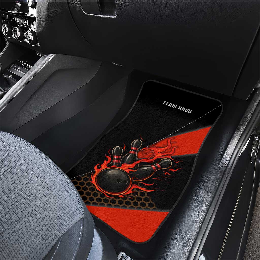 Personalized Bowling Tournament Car Mats Ball Strike Black And Red Custom Bowling Team - Wonder Print Shop