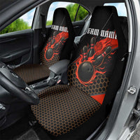 Personalized Bowling Tournament Car Seat Cover Ball Strike Black And Red Custom Bowling Team - Wonder Print Shop