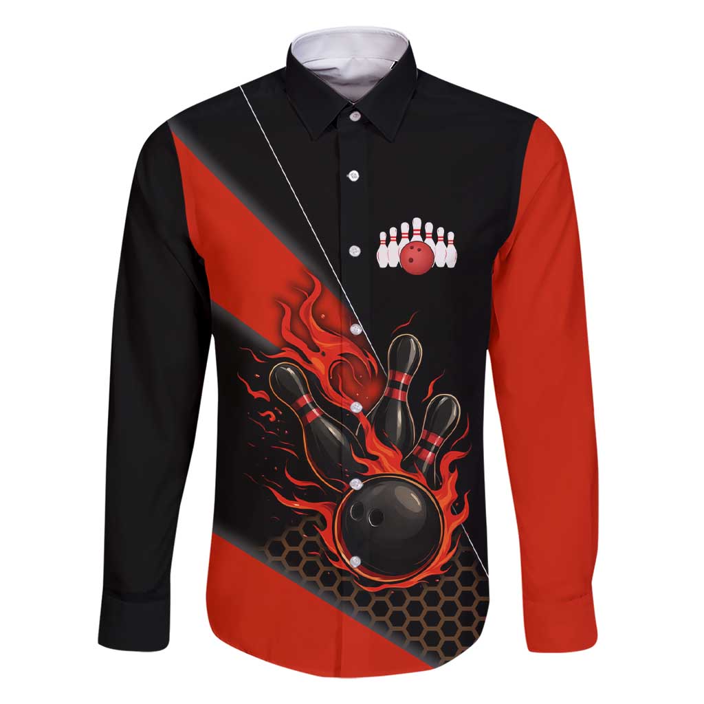 Personalized Bowling Tournament Family Matching Short Sleeve Bodycon Dress and Hawaiian Shirt Ball Strike Black And Red Custom Bowling Team - Wonder Print Shop