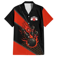 Personalized Bowling Tournament Family Matching Tank Maxi Dress and Hawaiian Shirt Ball Strike Black And Red Custom Bowling Team - Wonder Print Shop