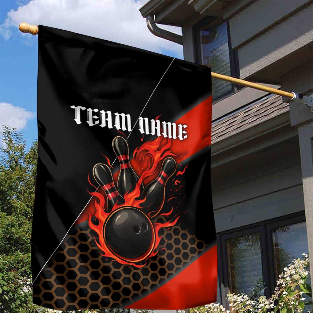 Personalized Bowling Tournament Garden Flag Ball Strike Black And Red Custom Bowling Team - Wonder Print Shop