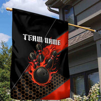 Personalized Bowling Tournament Garden Flag Ball Strike Black And Red Custom Bowling Team - Wonder Print Shop