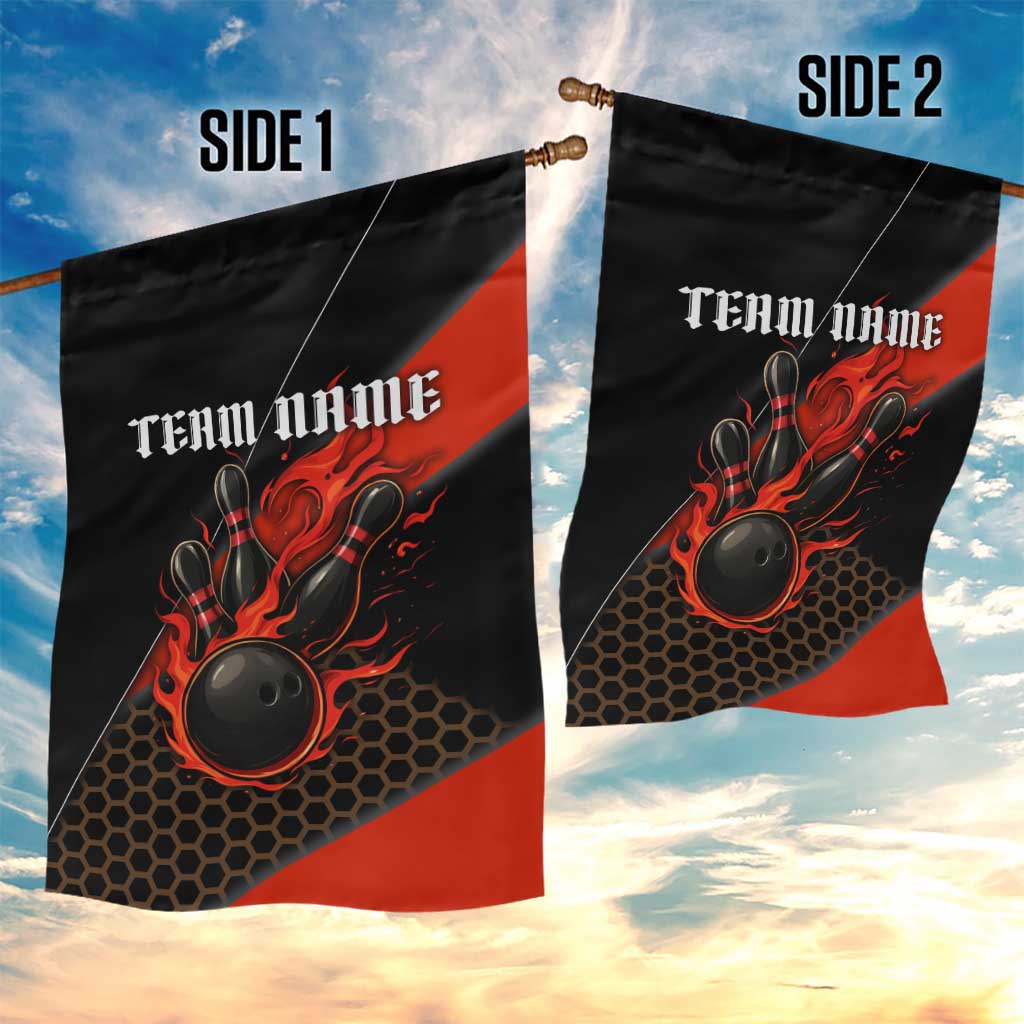 Personalized Bowling Tournament Garden Flag Ball Strike Black And Red Custom Bowling Team - Wonder Print Shop