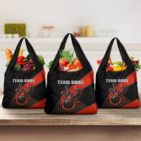Personalized Bowling Tournament Grocery Bag Ball Strike Black And Red Custom Bowling Team - Wonder Print Shop