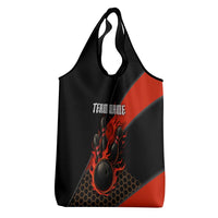 Personalized Bowling Tournament Grocery Bag Ball Strike Black And Red Custom Bowling Team - Wonder Print Shop