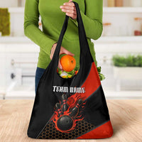 Personalized Bowling Tournament Grocery Bag Ball Strike Black And Red Custom Bowling Team - Wonder Print Shop