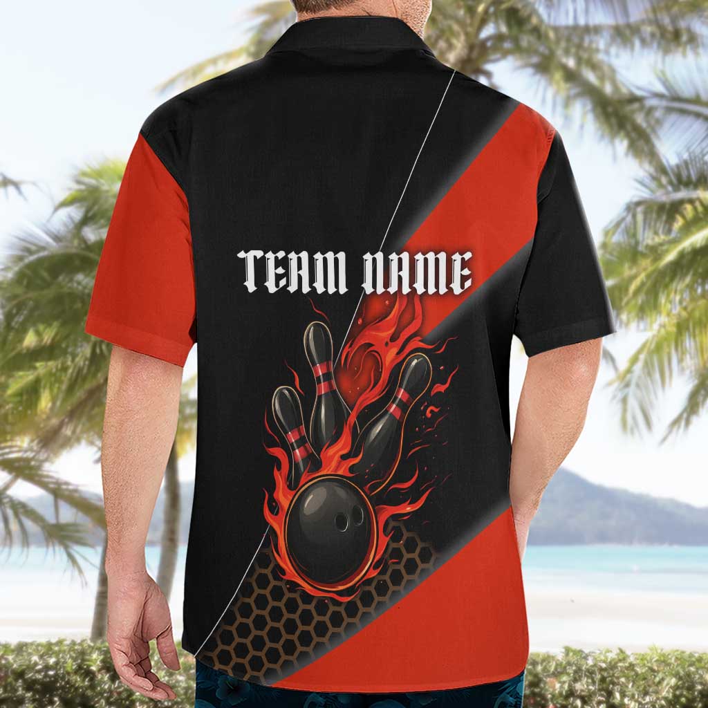 Personalized Bowling Tournament Hawaiian Shirt Ball Strike Black And Red Custom Bowling Team - Wonder Print Shop