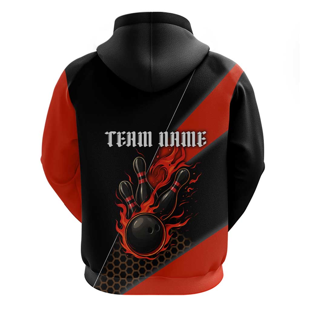 Personalized Bowling Tournament Hoodie Ball Strike Black And Red Custom Bowling Team - Wonder Print Shop