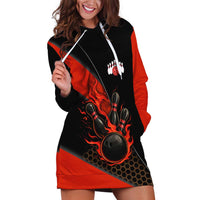 Personalized Bowling Tournament Hoodie Dress Ball Strike Black And Red Custom Bowling Team - Wonder Print Shop
