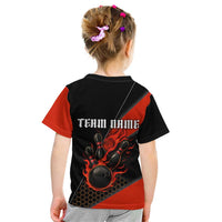 Personalized Bowling Tournament Kid T Shirt Ball Strike Black And Red Custom Bowling Team - Wonder Print Shop