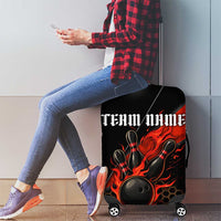 Personalized Bowling Tournament Luggage Cover Ball Strike Black And Red Custom Bowling Team - Wonder Print Shop