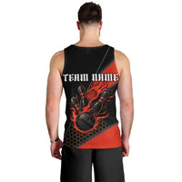Personalized Bowling Tournament Men Tank Top Ball Strike Black And Red Custom Bowling Team - Wonder Print Shop