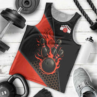 Personalized Bowling Tournament Men Tank Top Ball Strike Black And Red Custom Bowling Team - Wonder Print Shop