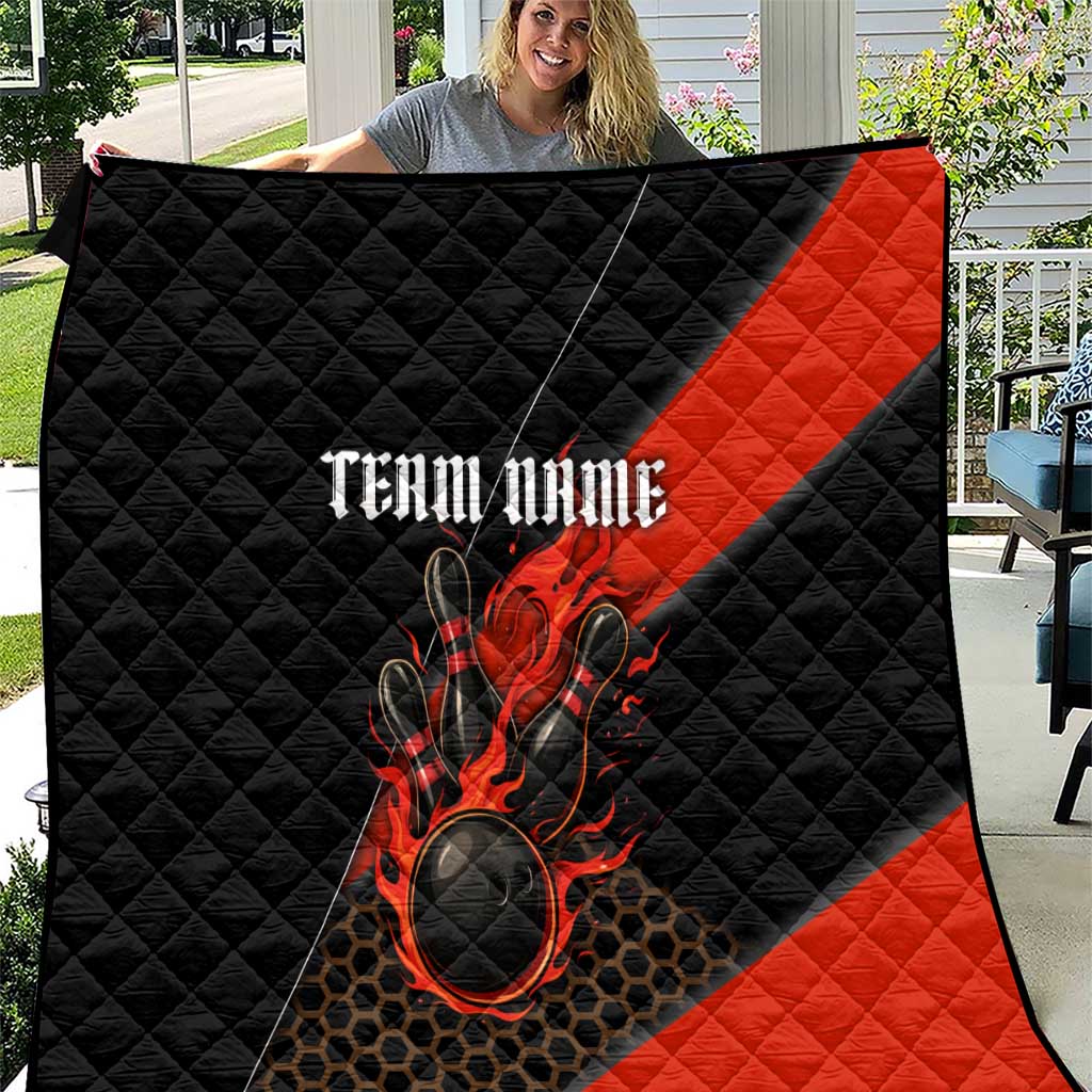 Personalized Bowling Tournament Quilt Ball Strike Black And Red Custom Bowling Team - Wonder Print Shop